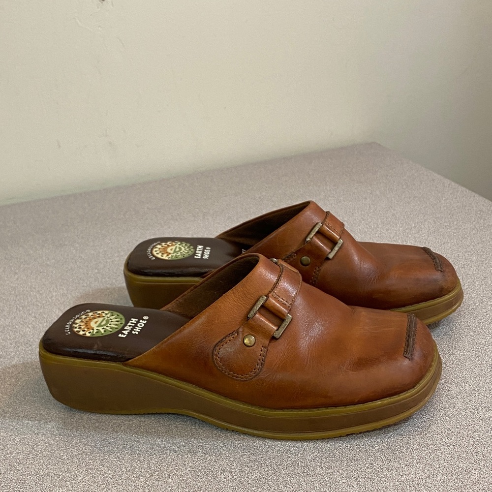 Earth Shoe Gelron 2000 Women's Brown Leather Mules